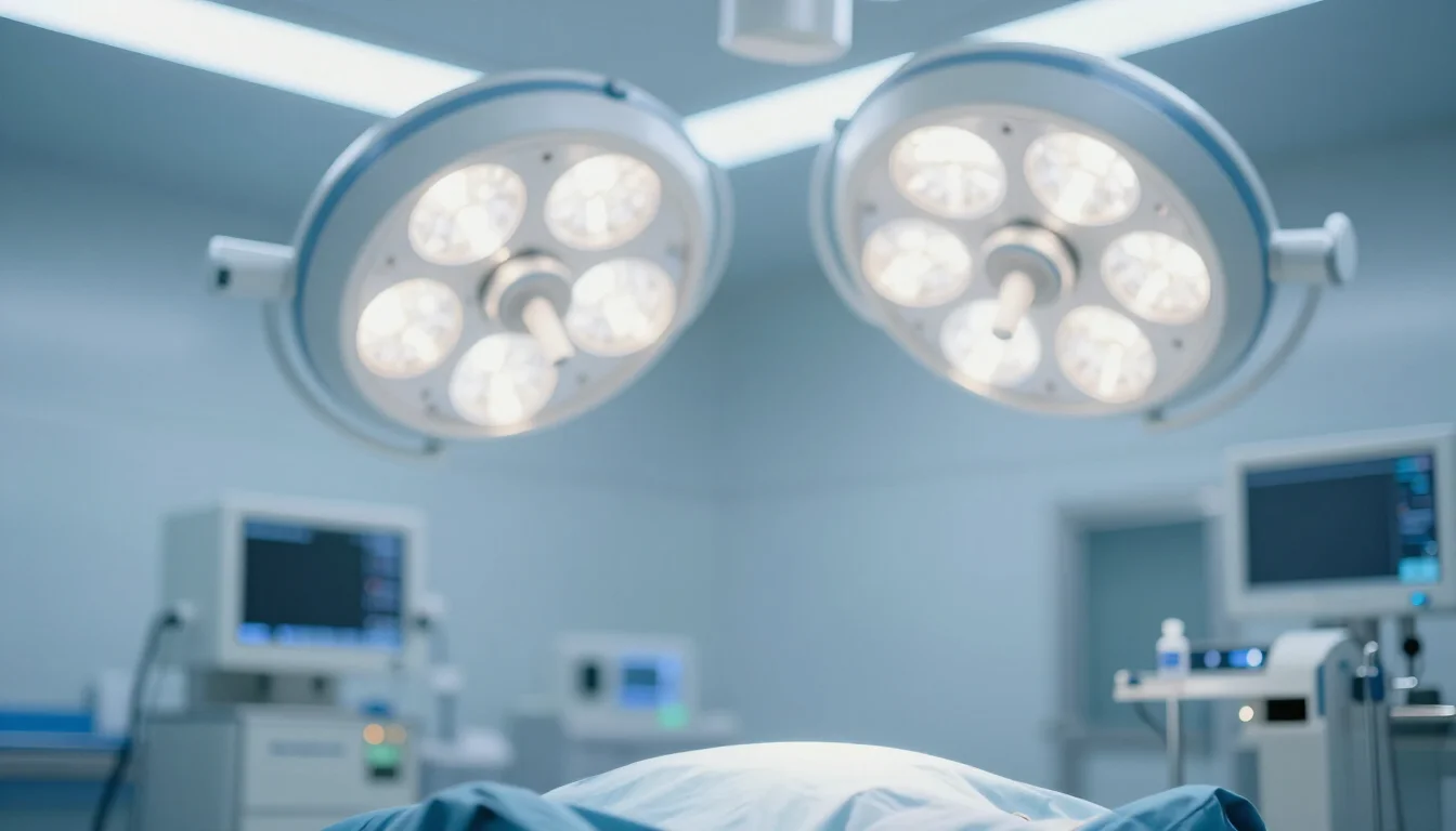 Operating theatre prepared for laparoscopic surgery