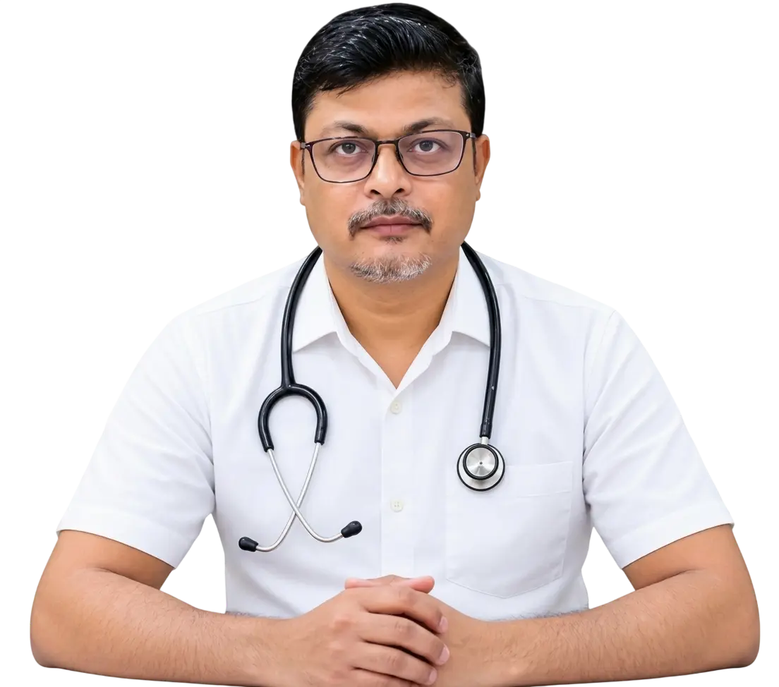 Dr. Kishor Kumar Nath, surgeon, in a white coat